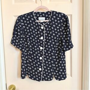 Blue floral vintage periwinkle top